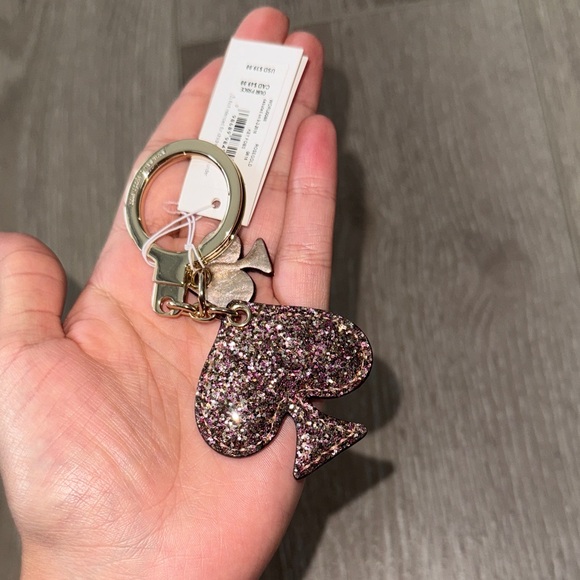 Kate Spade Pink Glitter Spade Keychain - Picture 3 of 4